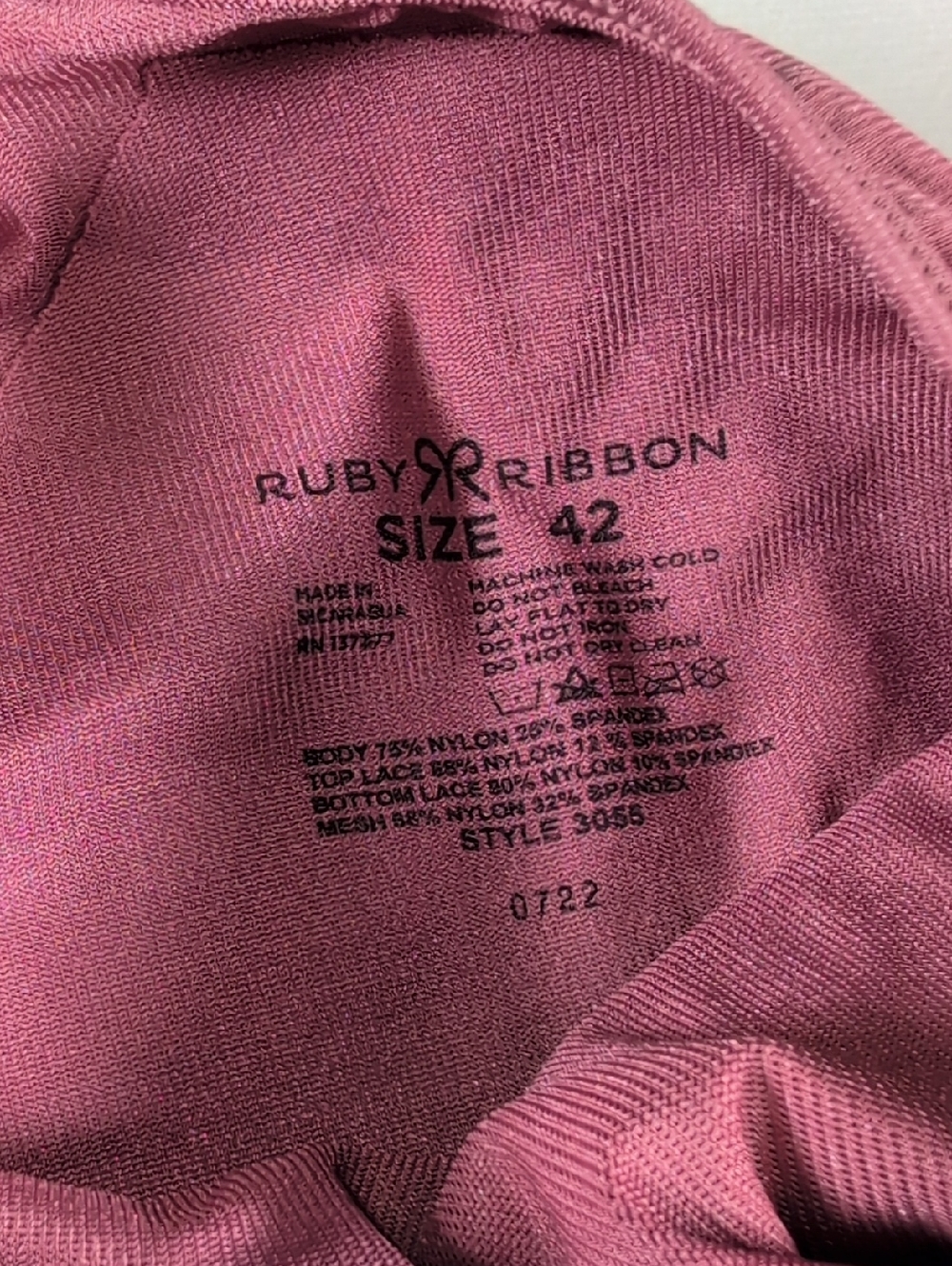 Ruby Ribbon Pin-Up Cami Level 4 Support Size 42 in Mesa Rose - Picture 2 of 7